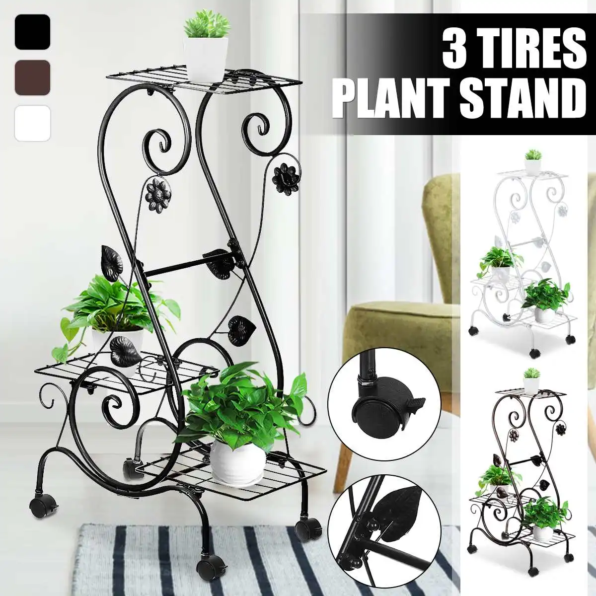 

3 Tiers Wooden Flower Rack Plant Stand Multi Flower Stand Shelves Bonsai Display Shelf Yard Garden Patio Balcony Flower Stands
