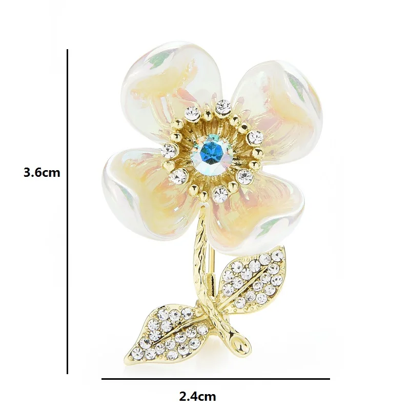 

Wuli&baby Czech Rhinestone Shell Flower Brooches Pins Women Weddings Office Casual Brooch Gifts