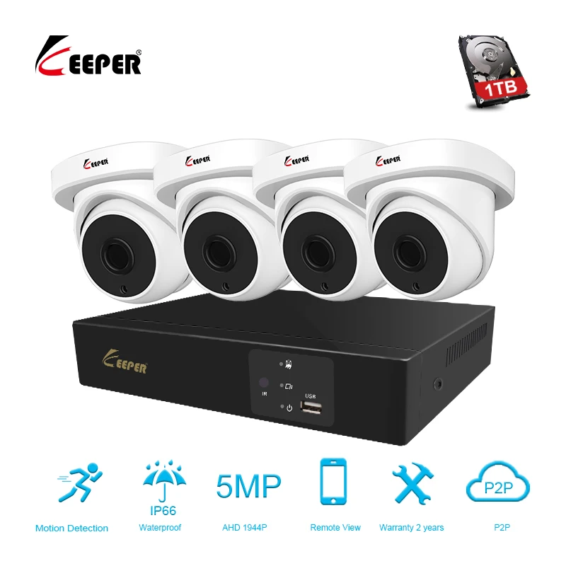Хранитель 5MP комплект камеры AHD купол indoor5MP камера безопасности Система 4 ch DVR 1944P
