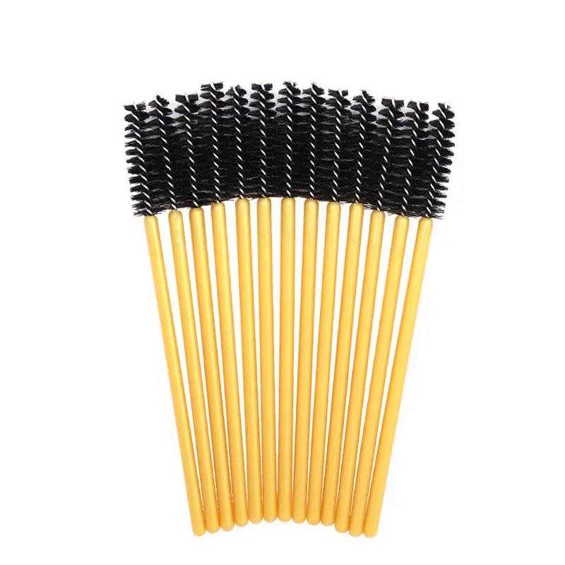 50pcs gold black 1/50 шт одноразовые нейлоновые палочки для туши для ресниц синие золотистые синие ручки кисти для ресниц кисти для макияжа Инструменты для наращивания ресниц - Handle Color: 50pcs gold black