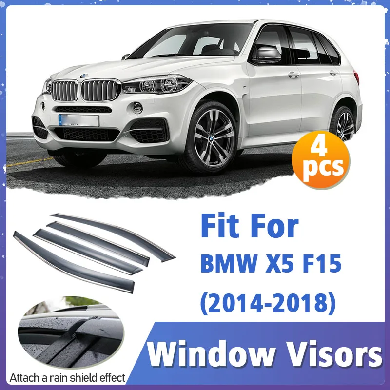 Window Visors Guard for BMW X5 F15 2014-2018 Visor Vent Cover Trim Awnings Shelters Protection Deflector Rain Rhield 4pcs | Автомобили и