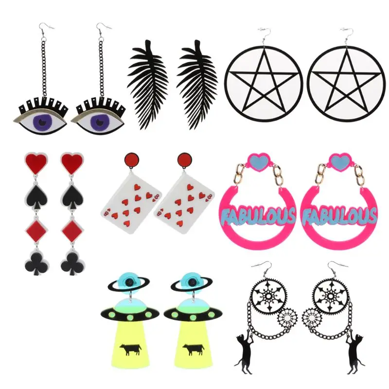 Акриловые большие серьги для ночного клуба листья Глаза Кошка звездчатая