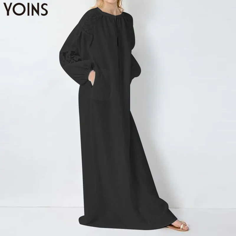 YOINS 2020 Летнее Длинное Платье рубашка женское богемное пляжное кружевное платье с