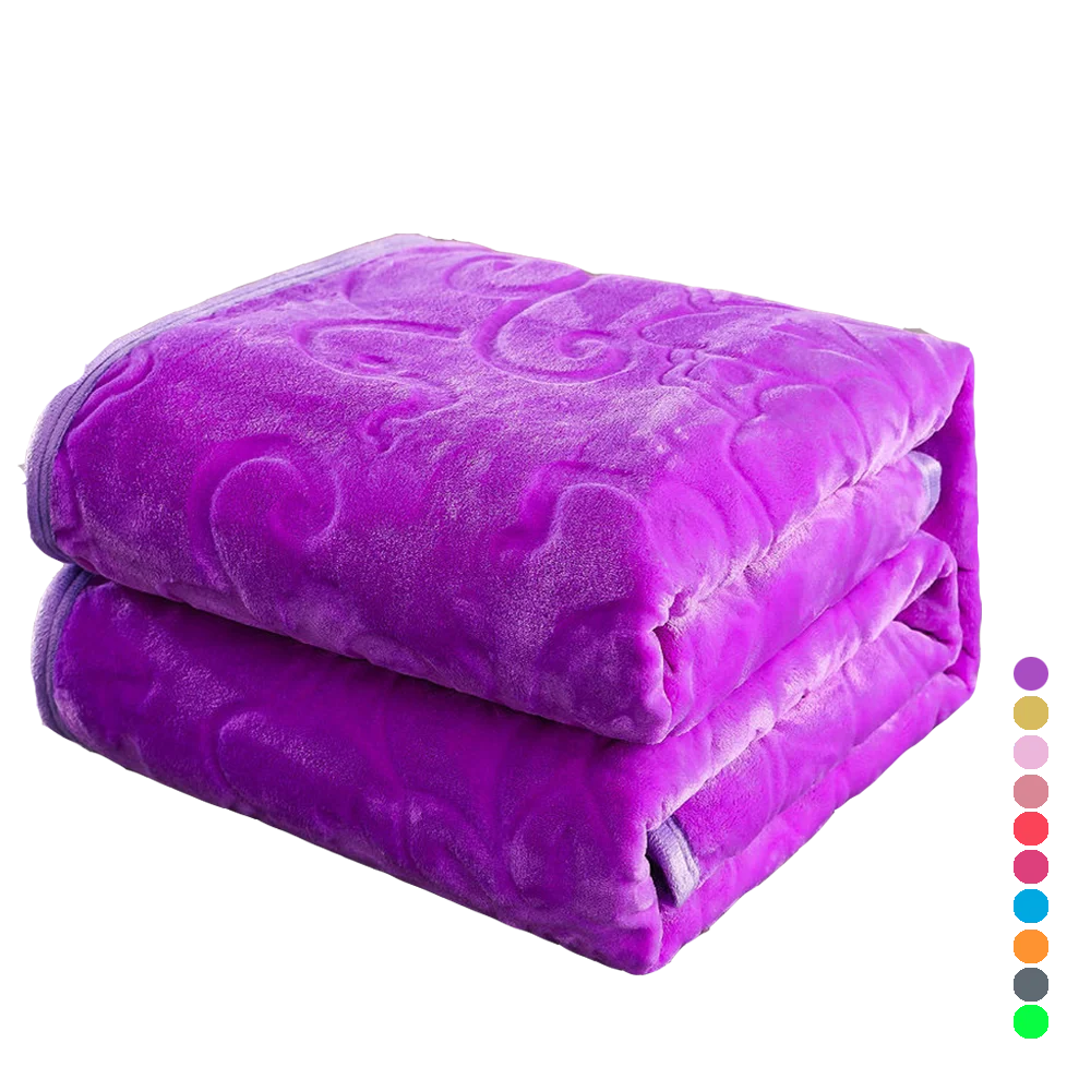 

Soft Flannel Blankets For Beds Solid 300GSM Embossed Thicken Fluffy Plush Mink Throw Sofa Cover Winter Coral Fleece Bedspread