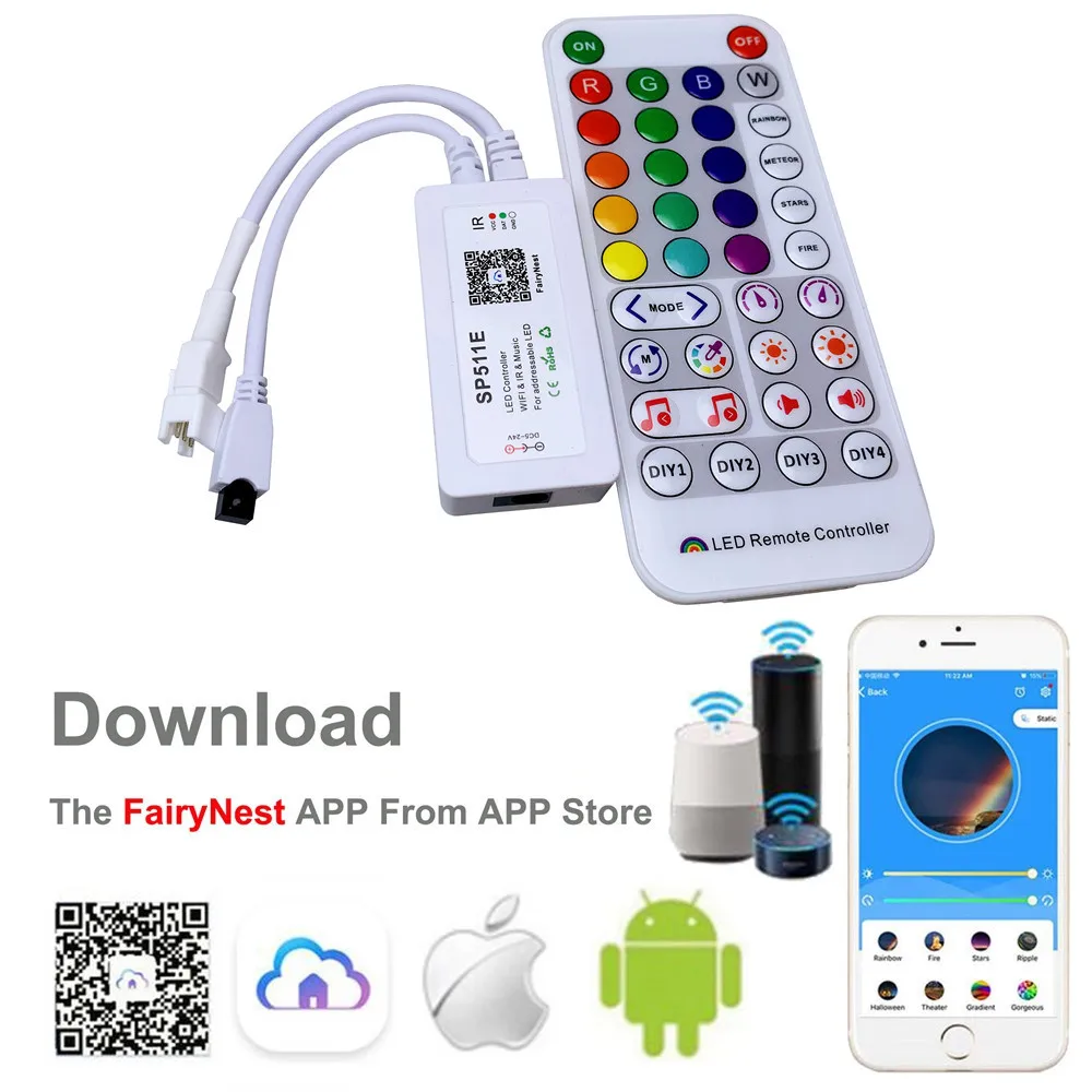 Фото Светодиодная лента WS2811 1-5 м SP511E с Wi-Fi управлением, набор светодиодных лент Dream color Pixel, 12 В адаптер для вечеринки Alexa Smart SPI Voice APP №4