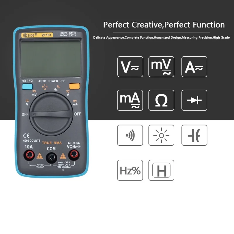 Цифровой мультиметр BSIDE тестер напряжения er с непрерывностью сопротивления