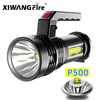 portable powerful led flashlight portable mini searchlight p500 torch usb rechargeable waterproof spotlight for fishing lantern