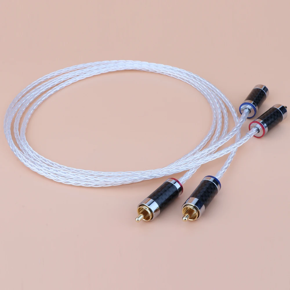

Yter OCC Silver Plated 8 Cores Audio Cable With RCA Plug Cable HIFI RCA to RCA Cable