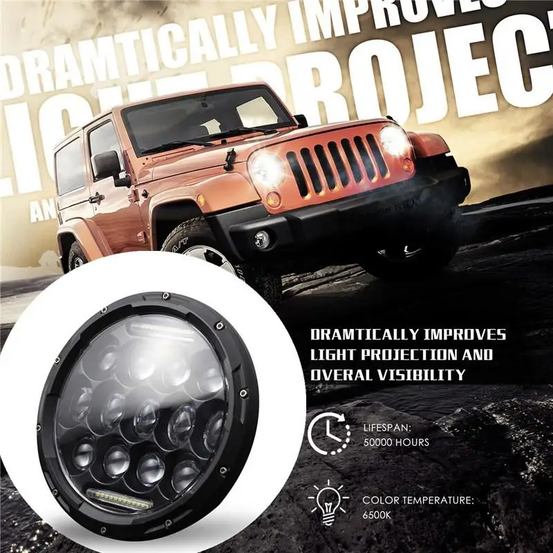 1 шт. Высокая Мощность H4/H13 7 дюймов 300 Вт 6500 к автомобильный круглый светодиодный
