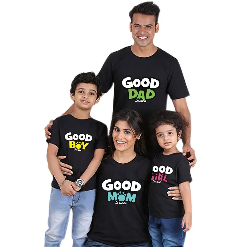 

MVUPP GOOD MOM DAD BOY GIRL printed family matching clothes round neck mother and me baby outfits tshirts cotton cute daddy tops