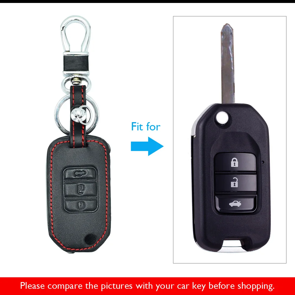 Кожаный чехол для ключей для автомобиля Honda Civic X-RV Jazz Greiz Crdder 3 кнопки Складной Дистанционный чехол для ключа крышка брелок аксессуары