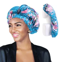 new fashion satin print bonnet sleep cap with high elastic hair band night cap hair care bonnet nightcap for women men chemo cap