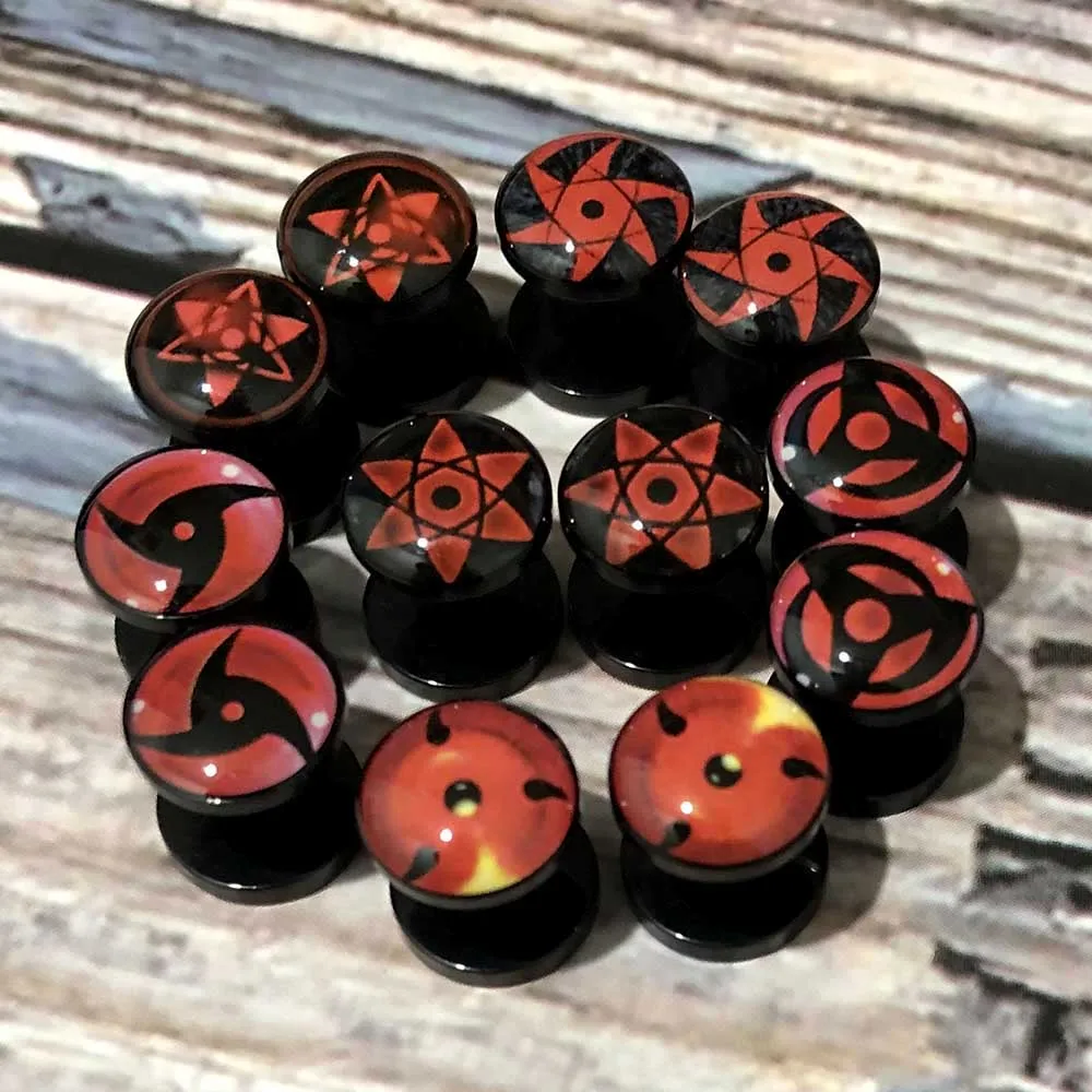 2 шт./лот 1 0 мм/18 г аниме Шаринган глаза Логотип Поддельные беруши и Sasuke Akatsuki Uchiha