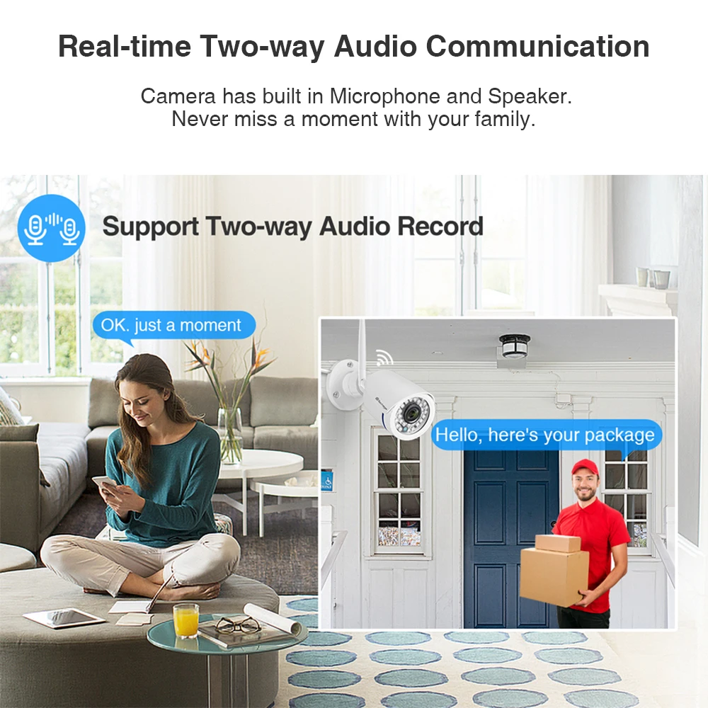H.265 Беспроводной IP Камера двухстороннее аудио 1080P 2MP Wi Fi ИК Ночное видение