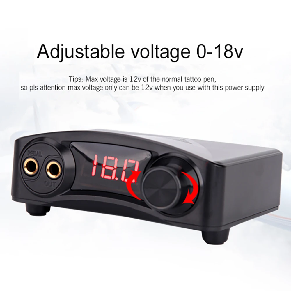 Professional Digital Black Tattoo Power Supply For Tattoo Kit Permanent Makeup Power Supply Rotary Coil Tattoo Machine For Liner professional tattoo power supply permanent makeup led screen motor power tattoo machine for liner shader foot pedal high quality