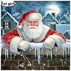 Фотообои 5D DIY вышивка Санта-Клаус лежа на заборе вышивка крестиком Мозаика Снежная сцена рукоделие домашний подарок