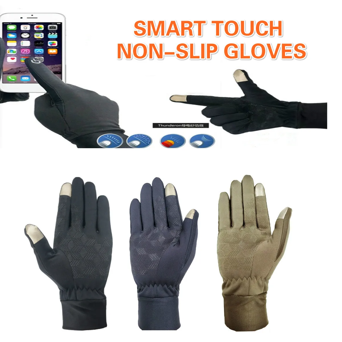 

Motorcycle Parts Touch Screen Plus Velvet Medium Thickness Autumn and Winter Outdoor Sports Riding Silicone Non-slip Gloves
