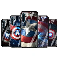 shield captain america marvel for xiaomi redmi k40 k30 k20 pro plus 9c 9a 9 8a 7 luxury shell tempered glass phone case cover