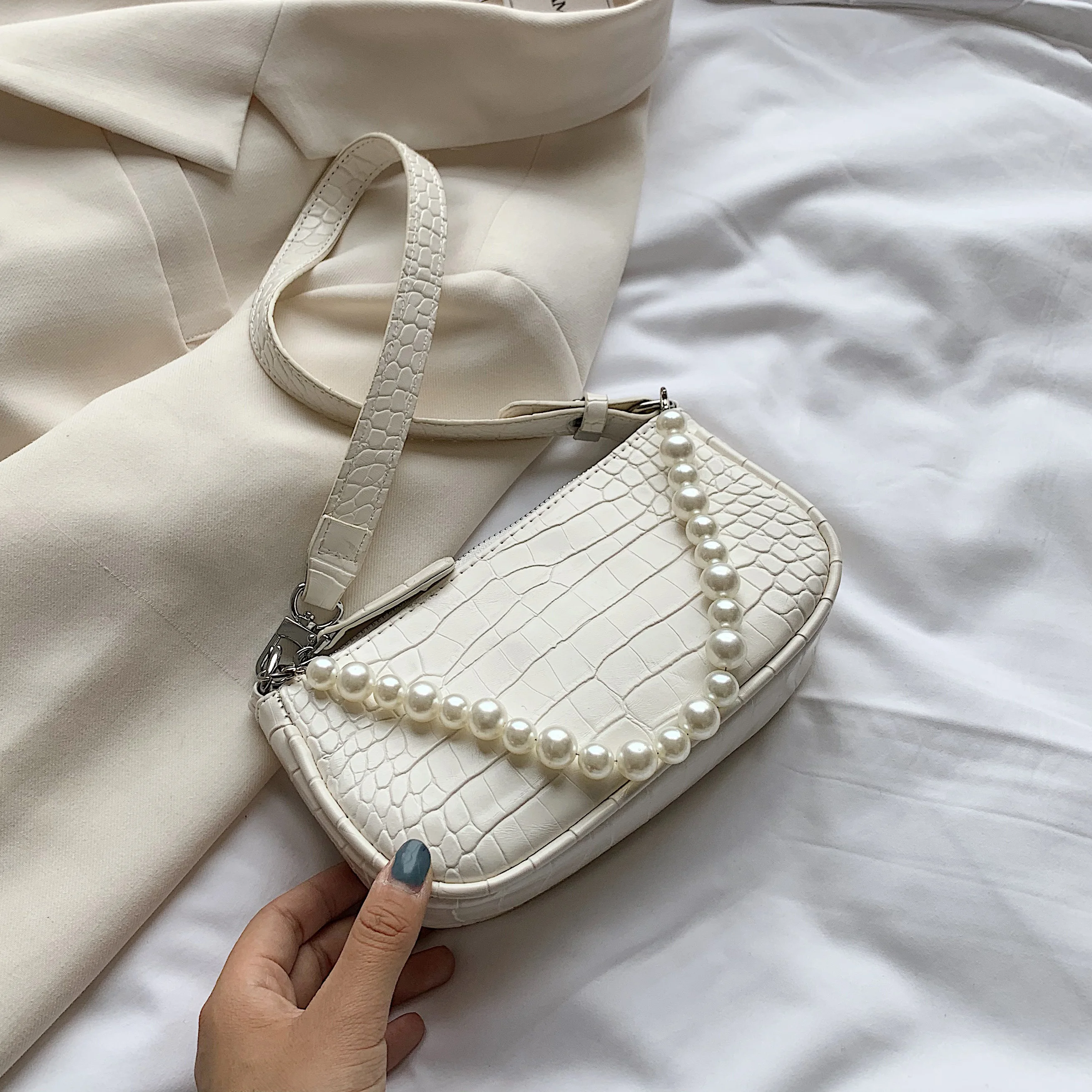 Сумка через плечо груша из искусственной кожи с узором крокодила для женщин