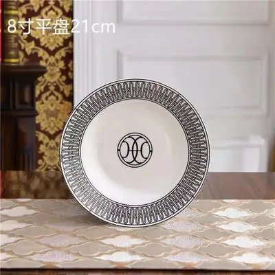 8 inch plate Высококачественная костяная Китайская Красная кофейная чашка керамическая чайная черная чайная чашка блюдо животное столовый набор свадьба и подарки на новоселье - Color: 8 inch plate
