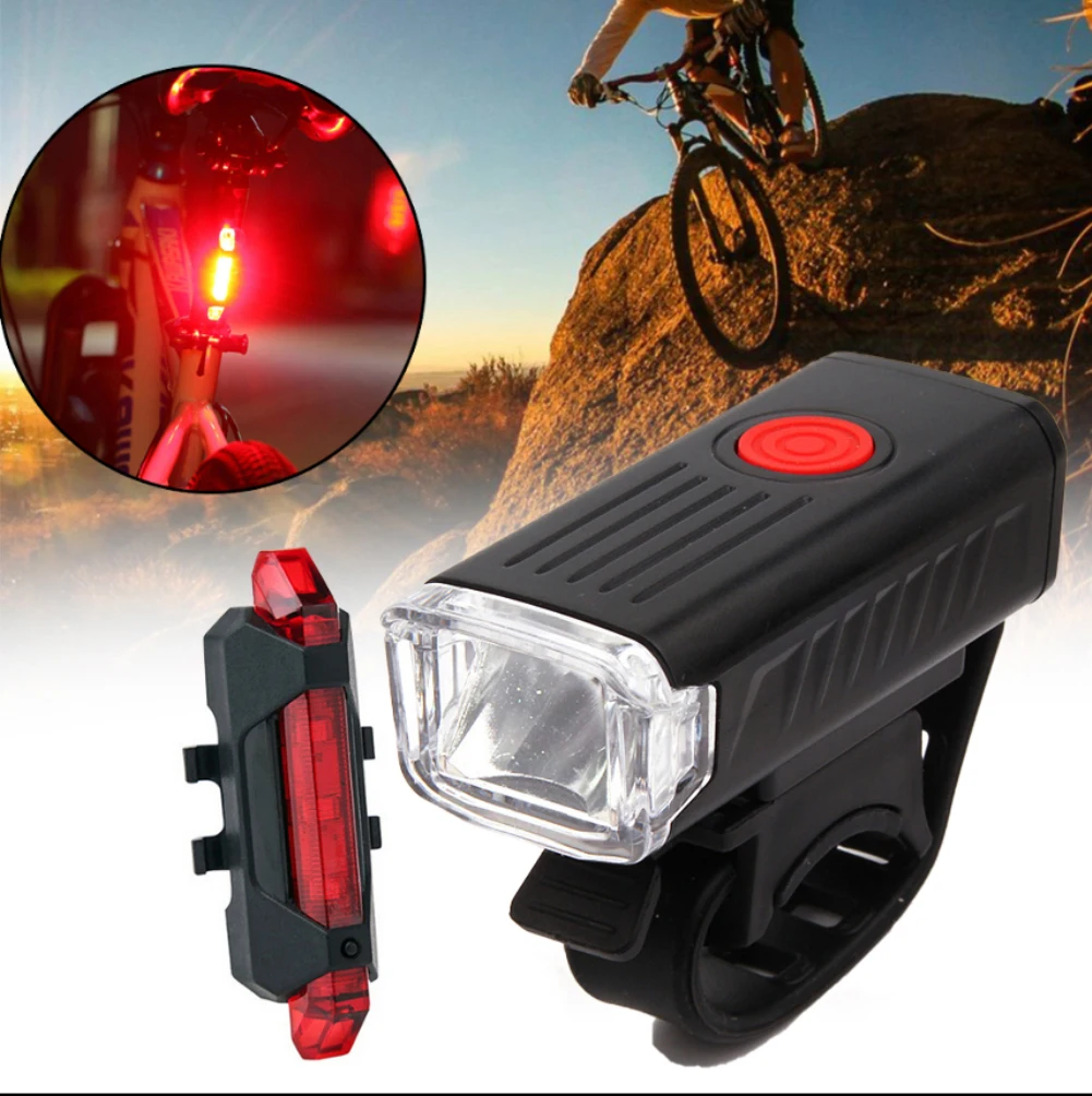 

Фары велосипедные светодиодные с USB-зарядкой, предупреждающие задние фонари, аксессуары для горных велосипедов, велосипедный фонарь