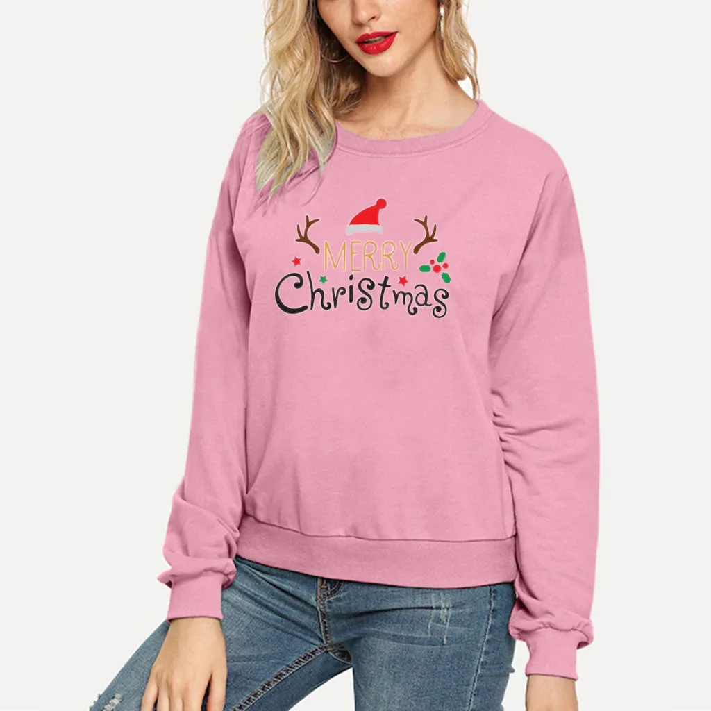 

AWASIR 2021 New Christmas Pattern Printed Long Sleeve T-shirt Autumn and Winter New Women's Casual Sweater