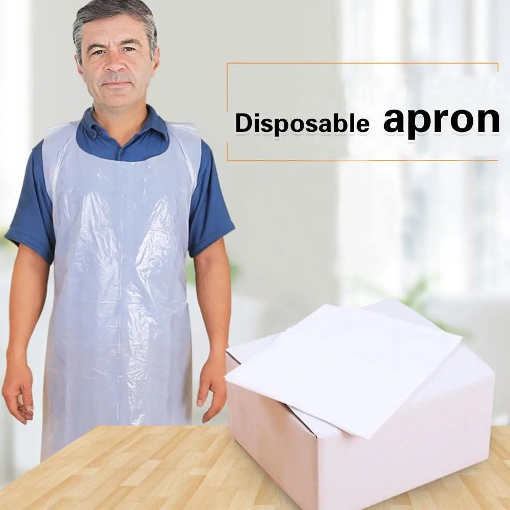 Белый одноразовый ПЭ пластиковый фартук прозрачный уплотненный Фартук для