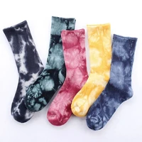 couples crew tie dyeing colorful novelty skateboard socks mens fashion casual cotton harajuku hiphop long meias unisex 35 43