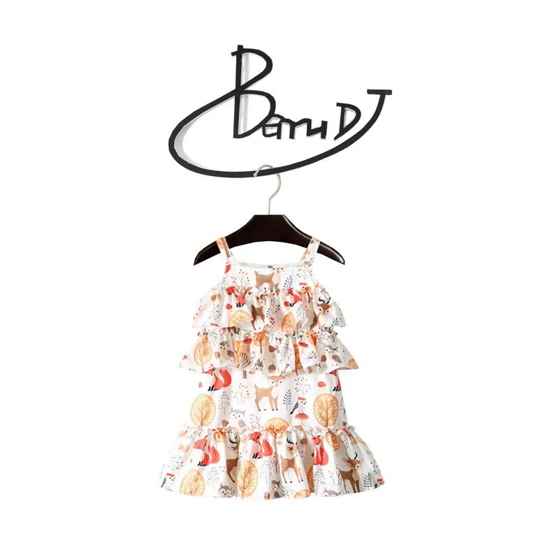 New Baby Girl Dress 2020 Summer Kids Sleeveless Braces Dresses Girls Cotton Print Floral Princess Children Casual Clothing | Детская
