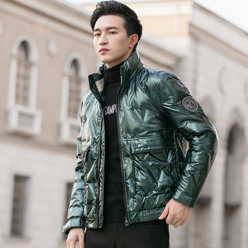Winter men down jacket  light-sensitive fabric with 80% white duck down warm down jacket stylish think and warm mens coat