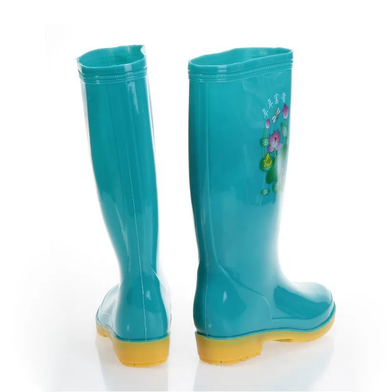 Сапоги Aleafalling женские резиновые ПВХ до середины икры водонепроницаемые хорошие