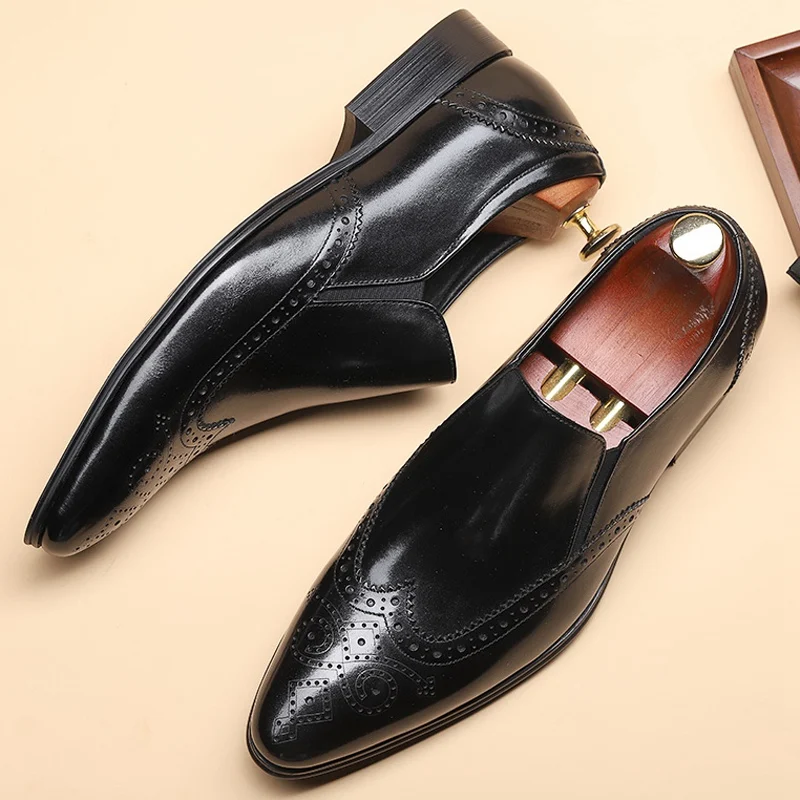 Туфли мужские ручной работы из натуральной кожи удобные лоферы заостренный