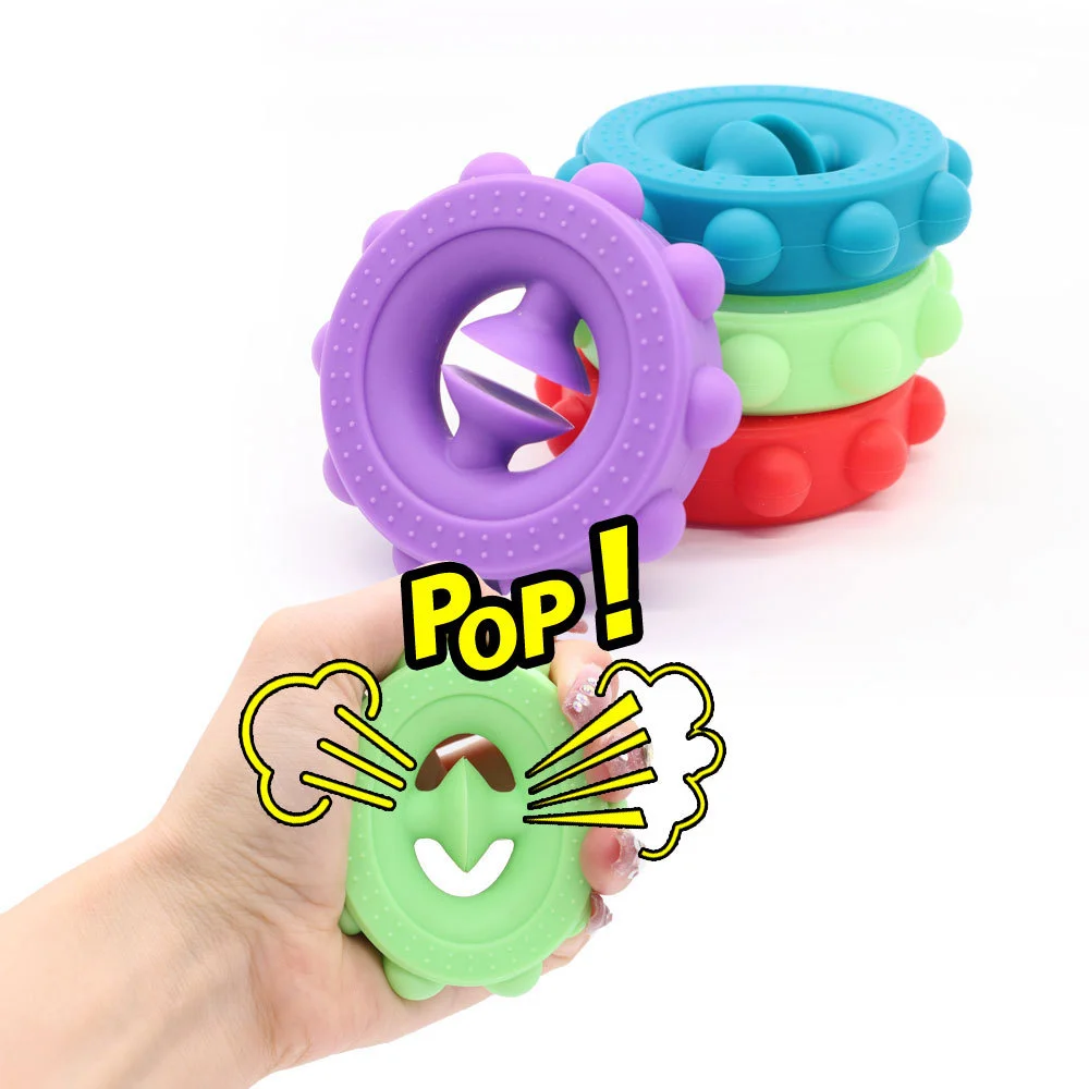 

New Design Stress Relief Squeeze Finger Sensory Push Popper Snapper Party Poppet Noise Maker Fidget Toys Grab and Snap Hand Toy