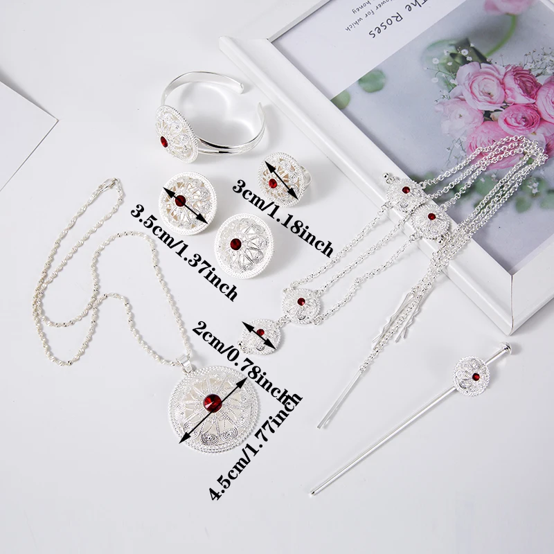 Африканский Свадебный Ювелирный Комплект из серебристого эфира комплекты