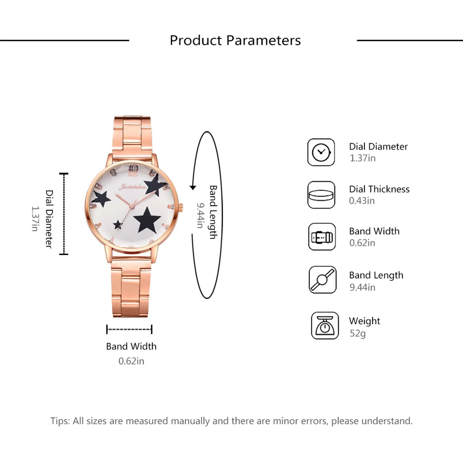 

Stars Pattern Quartz Watch Rose Gold Stainless Steel Band Watch for Women Casual Bracelet Wristwatch Montre Femme Drop Shipping