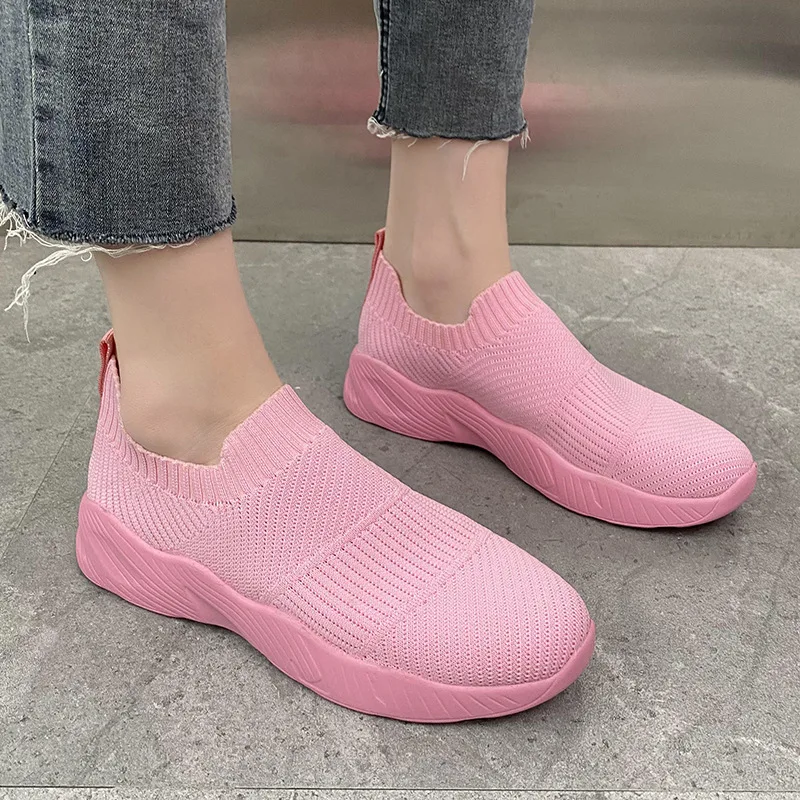 

Women Vulcanized Shoes High Quality Breathable Mesh Sneakers Slip on Flats Female Loafers Plus Size 42 Walking Zapatillas Mujer