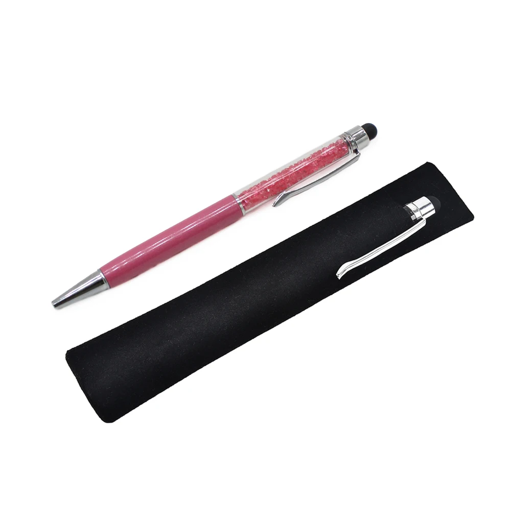 DarkPink With Bag 10 шт. персонализированный гравированный Кристалл бриллиант металлические шариковые ручки стилусы для сенсорных экранов свадебный подарок для предродовой вечеринки - Color: DarkPink With Bag