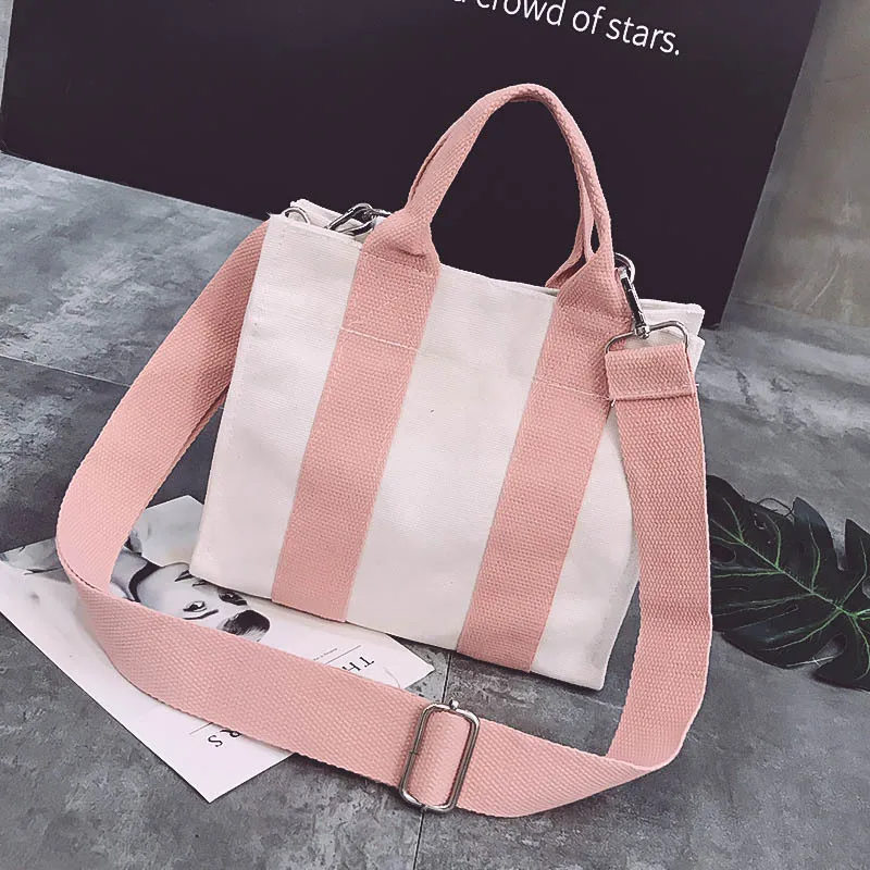 

New Korean Version Contrast Color Canvas Bag Big Capacity Wenyifans Ladies Hand Bags High Quality Shoulder Bag 569