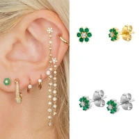 crmya gold silver filled stud earrings for women cz zircon flower korean earrings 2021 trend piercing ear jewelry girls