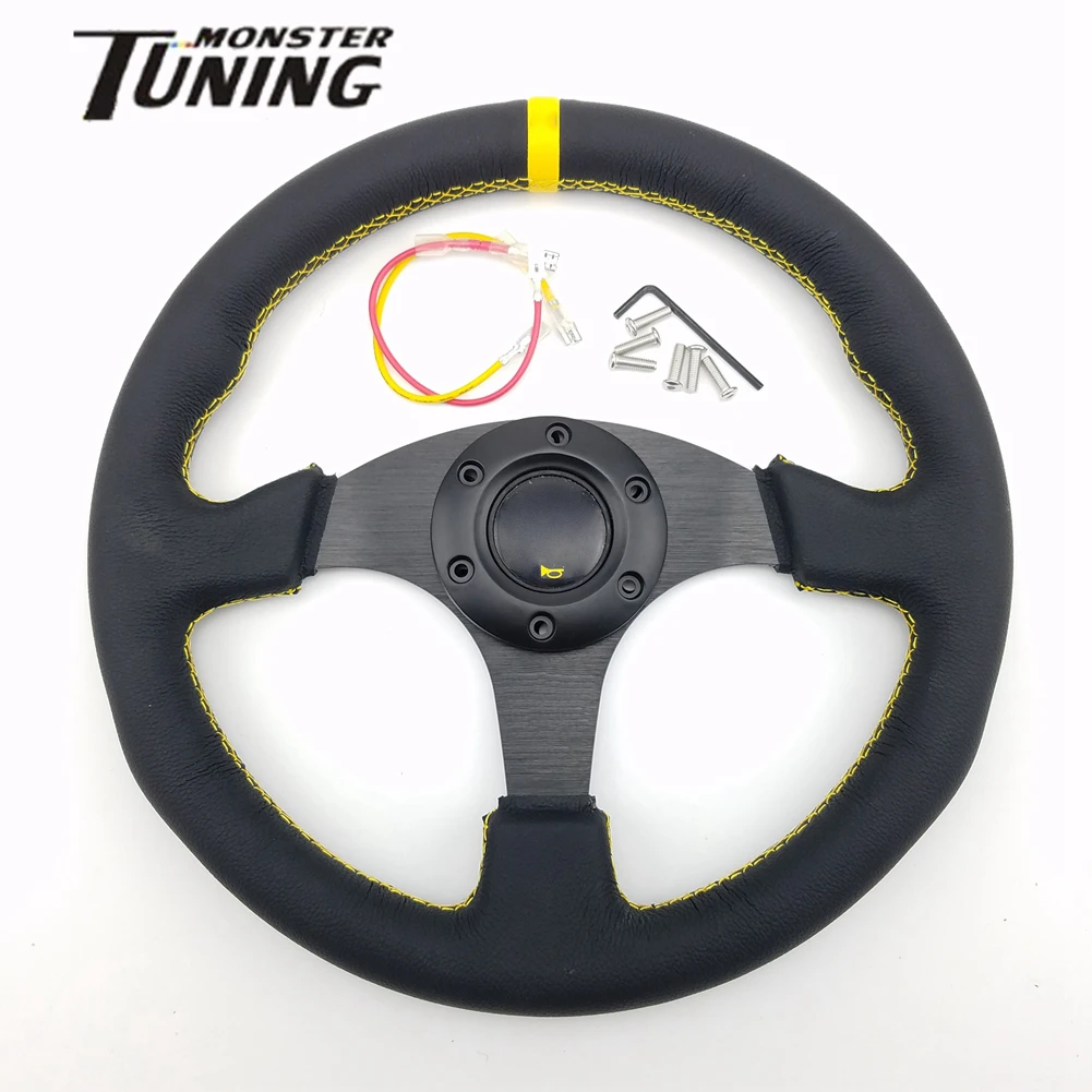 Tuning Monster Universal 330mm OM Genuine Leather Racing Steering Wheels With Logo