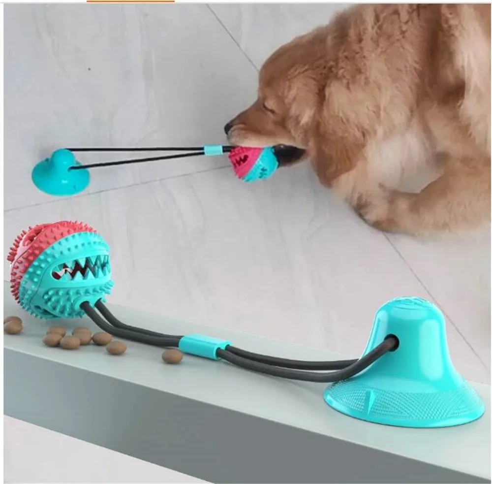 

N17 Dog Interactive Activity Bite Toy Suction Rope Tug Sucker Toys Eco friendly TPR Rubber Ball Tooth Cleaning