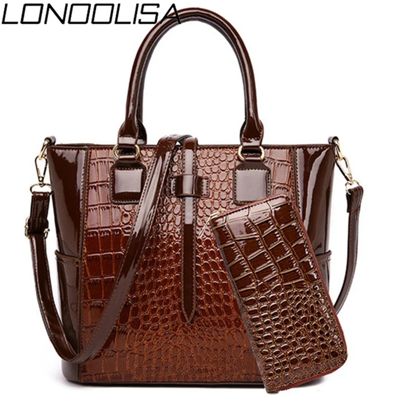 Комплект из 2 сумок лакированной кожи для женщин роскошные дамские сумочки