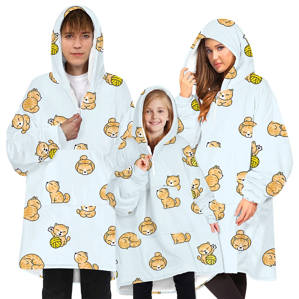 Халаты Домашняя одежда с капюшоном длинным рукавом для отдыха одеяла телевизора