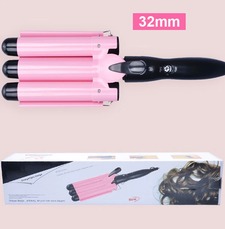 pink 32mm Pro 20-32 м Автоматические щипцы для завивки керамические бигуди для волос Тройные Бочки для больших волн на волосах щипцы для завивки волос Вэйвер бигуди Инструменты для укладки - Цвет: pink 32mm