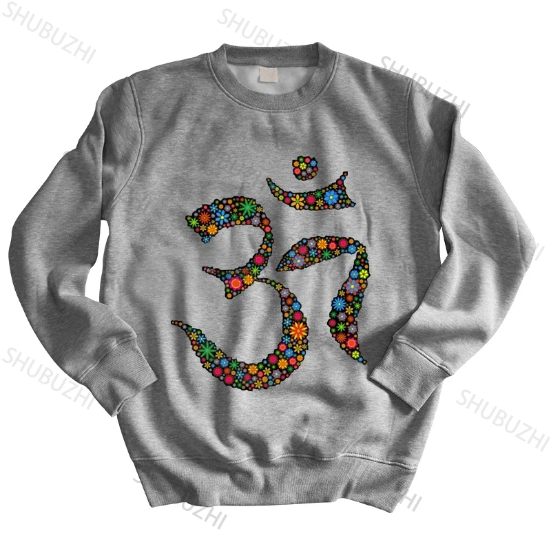 

Хлопковая толстовка, мужская толстовка с цветочным принтом, мужские толстовки с символами Ом-индуистский Йога, медитация Aum, мужские толсто...