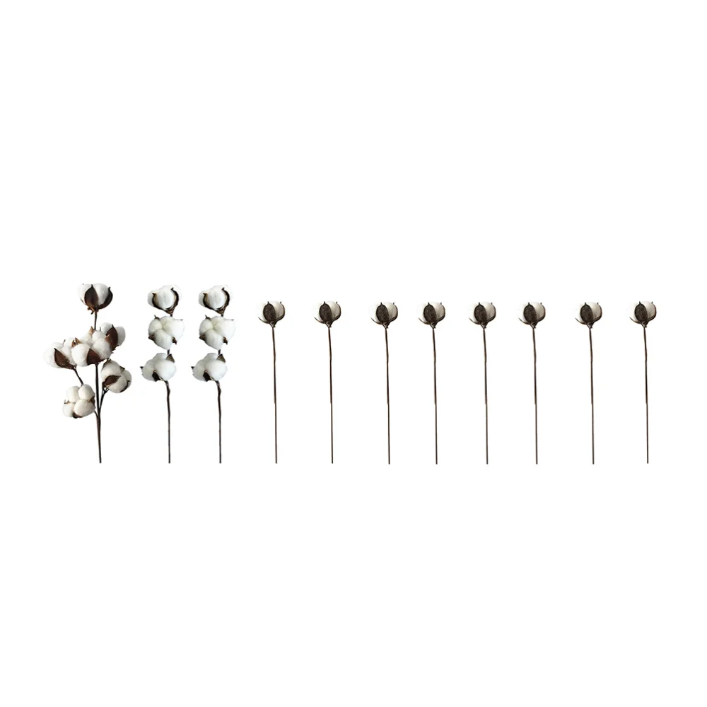 

11pcs Simulation Cotton Flower Decor Realistic Flower Craft Decorative Bouquet