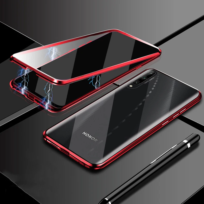 Магнитный чехол для huawei Honor V30 Play 3 Note 10 8 S, двусторонний стеклянный чехол, металлический бампер Nova 6SE V20 9X Pro 8X MAX чехол