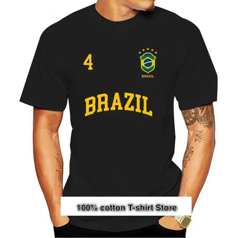 

Camiseta de algodón para hombre, camisa de diseño de Brasil, Número 4, equipos de fútbol brasileños, deportiva, 2021