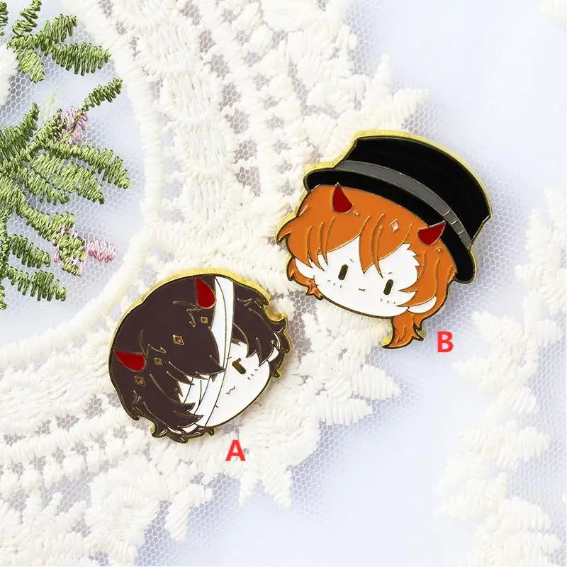 

Anime Metal Badge Bungo Stray Dogs Dazai Osamu Nakahara Chuuya Pin Brooch