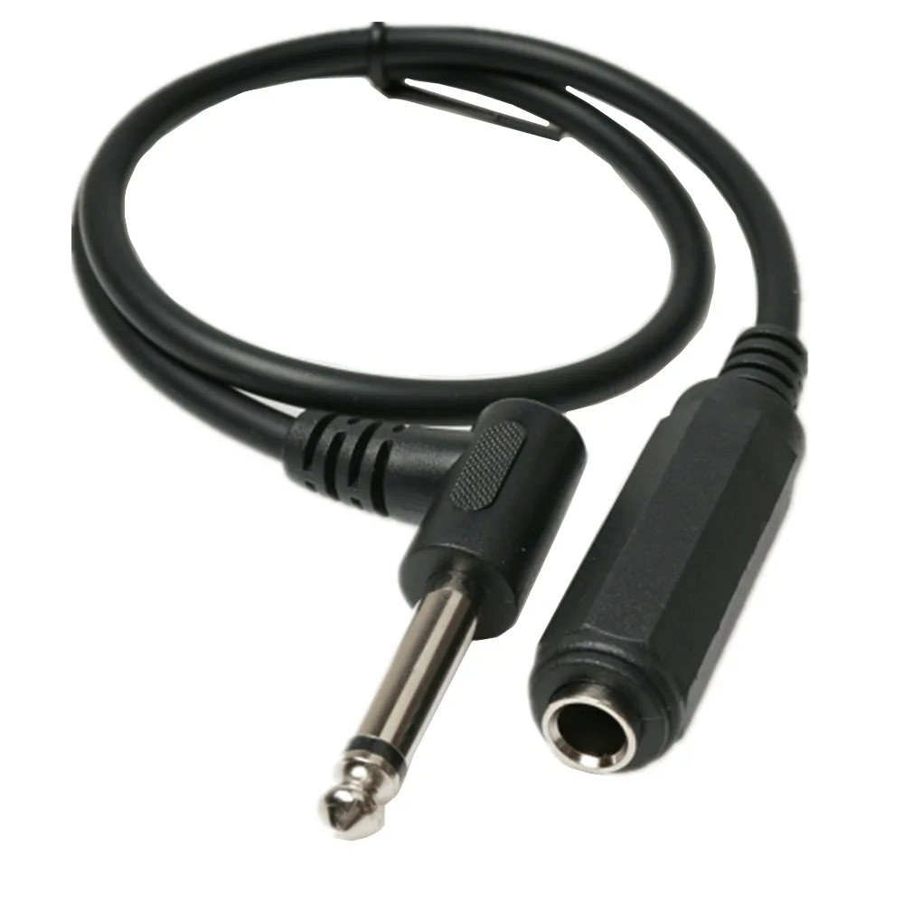 

6.35mm MONO MALE TO FEMALE TO PATCH CABLE- 1/4" GUITAR LEAD 90 DEGREE RIGHT ANGLE 0.5m